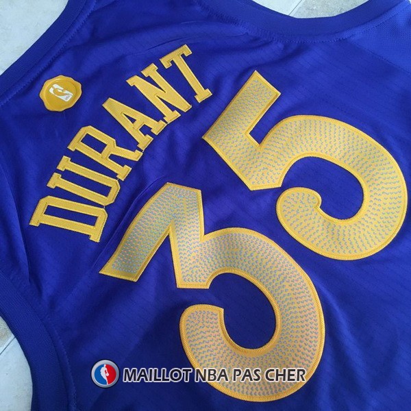 Maillot Authentique Navidad Golden State Warriors Durant 35 2016-17 Bleu
